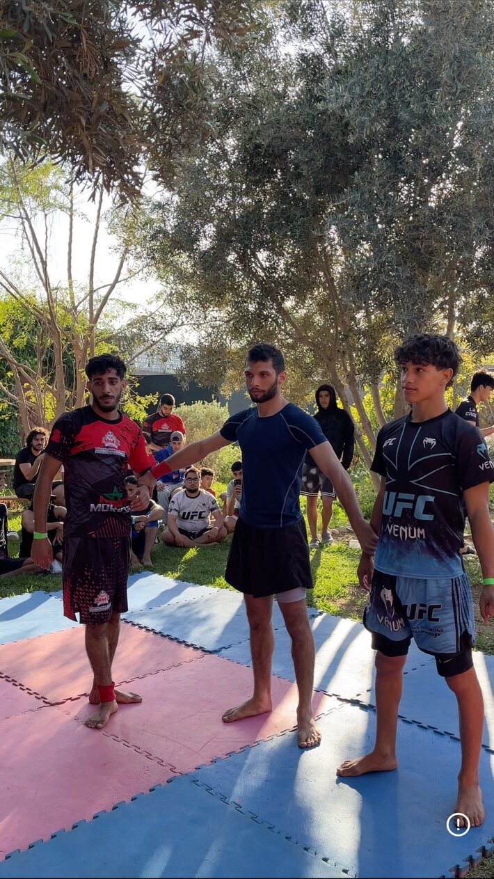 Athletes awaiting a match result